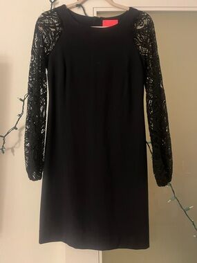 Lilly Pulitzer Black Lace Sleeve Shift Dress